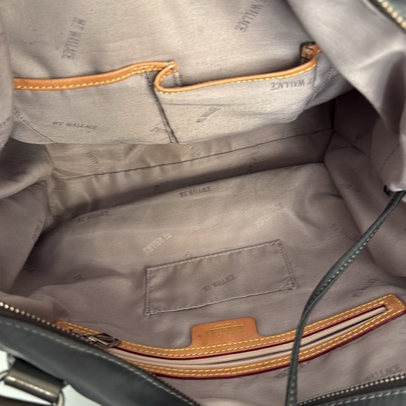 MZ Wallace Tote Bag Medium Dark Gray Nylon with With Pouch Silver Hardware - Picture 12 of 16